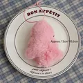 Pink plush Christmas tree ornament with fluffy texture and hanging loop, 13x10.5cm - Pink Plush Christmas Tree Ornament