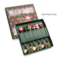 6-piece gold stainless steel Christmas spoon and fork set in a green gift box - Gold Figure D Spoon/Fork 6pcs Xmas Green Box