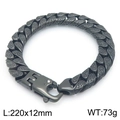 Pulsera para hombre de acero inoxidable negro de 12mm con eslabones y grabado en relieve - 22cm / Negro (KB210019-KJX)