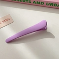 Single matte purple minimalist barrette hair clip on a textured white surface - Purple
