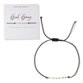 Pulsera Girl Gang en código Morse con cuentas doradas y blancas en cordón negro - Código Morse Girl Gang