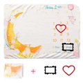 Flanell-Baby-Meilensteindecke mit gelbem Mond, Hase und Zahlenrahmen-Zubehör - Mondhase mit Rahmen
