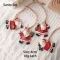 Set of 4 vintage Santa Claus resin ornaments in red and white with rustic twine loops - Santa Claus Set / Set of 4