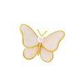 Elegante broche de mariposa dorada con alas de nácar natural y una perla blanca central - Estilo Perla Blanca