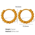 Orecchini a cerchio dorati con perline in acciaio inossidabile con misure dettagliate - Stile con Perline Tondo Piatto (EH277) / Oro