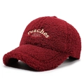 Cappellino da baseball invernale in lana d'agnello bordeaux con ricamo Peaches - Regolabile / Borgogna