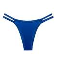 String sexy en soie glacée bleu roi pour femmes avec doubles lanières en strass et coupe haute - S / Bleu Éclatant
