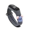 Kids LED watch with dark grey silicone strap and blue cartoon character accessory - Grey Bear
