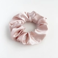 Lustrous champagne pink satin silk scrunchie hair tie for women with smooth finish - Light Pink (Large)