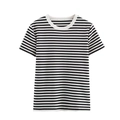 Classic black and white striped short sleeve T-shirt with a minimalist crew neck design - XS / Striped