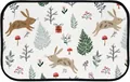Detail of a rectangular Christmas forest rabbit rug with a non-slip hemmed edge - 40*60cm / Christmas Decor-White Rabbit Tree