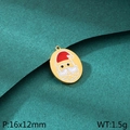 Weihnachtsmann Emaille Anhänger in Goldoptik 16x12mm DIY Schmuckzubehör Basteln - Weihnachtsmann mit Geschenksack Stil (KLJ10442-ZLA)