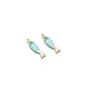 Pendentifs poisson en acier doré avec émail blanc et bleu clair pour bijoux DIY - Pièce de Poisson Émaillée Or (F2401) / 20 Pièces/Pack (5x18.5mm) / Or-Bleu Clair