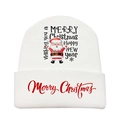 Berretto natalizio bianco lavorato a maglia con babbo natale e scritte festive - Bianco-Stile C