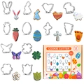 12-piece stainless steel Easter cookie cutter set with rabbit and egg shapes in box - 12Pcs Animal/Easter Theme