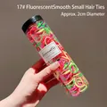 Set of 400 neon elastic hair bands for girls in a clear cylinder jar, 2cm diameter - Fluorescent Nylon Small (7#) / 300-Piece Set (With Jar)