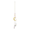 Gold smiling moon and star sun catcher with iridescent crystal beads for garden decor - Smiling Crescent Moon & Stars