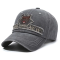 Gorra de béisbol gris oscuro lavado con parche bordado vintage para hombres y mujeres - Ajustable / Gris