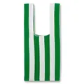 Knitted tote bag with green and white vertical stripes for summer casual look - Green & White Stripes