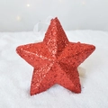 Stella rossa con paillettes e glitter con nastro bianco per decorazioni natalizie - Stella rossa