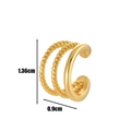 Three-layer gold U-shaped ear cuff with twisted rope texture and smooth finish - Triple Layer Twisted Rope Style (4#)