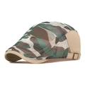 Breathable mesh camouflage flat cap for summer with adjustable metal side buckle - Adjustable / Khaki Camo