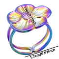 Anello a fiore in acciaio inossidabile arcobaleno con fascia regolabile e misure - Colorato