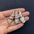 Three natural white conch shell pendants with elegant rose gold metal edging DIY - No.8 (White Conch Body - Rose Gold Edge)