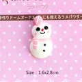 Close-up of cute resin snowman figurine with pink striped hat and scarf, size 1.6x2.8cm - Pink Striped Hat Snowman