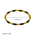Minimalist gold and black enamel bamboo design stainless steel bangle for women - Bamboo Style / Black