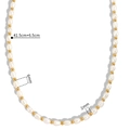Collana di perle barocche con sfere dorate, lunghezza 41,5 cm più estensione 6,5 cm - Oro