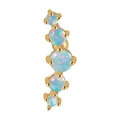 Gold stainless steel cartilage stud earring featuring five circular fire opals in a row - 1.2*6*3mm / Gold - Light Blue Opal