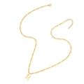 Gold stainless steel Figaro chain necklace featuring a minimalist letter H pendant - Letter H