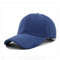 Classic navy blue corduroy baseball cap with vertical texture and curved brim - Adjustable / Royal Blue