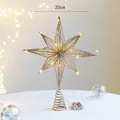 Golden 25cm iron Christmas tree topper star with warm LED lights and hollow wire design - 25cm / 25cm Champagne Octagram With Light