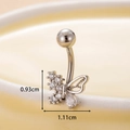 Piercing ombelico a farfalla argento con zirconi e dimensioni di 0,93 cm x 1,11 cm - Stile 1-Farfalla / Argento