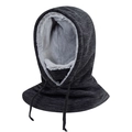 Winter thermal hood in dark grey with thick faux fur lining and adjustable drawstring - One Size / Black (Cationic)