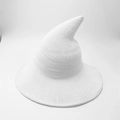 Foldable white knitted wizard hat with pointed tip and handcrafted crochet texture - M (56-58cm) / White