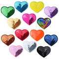 Flat lay of colorful heart-shaped sequin patches in red blue gold and silver - Heart Set*Large Size