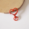 Chiusura a moschettone a forma di cuore rosso in lega verniciata per portachiavi - Rosso