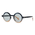 Retro round sunglasses with blue and brown gradient frames and light grey lenses - Black Tea Frame Light Grey Lens