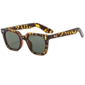 Retro square oversized sunglasses in tortoiseshell frame with dark lenses and metal studs - Tortoise Frame Green Lens