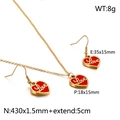Conjunto de joyas en acero dorado con colgante de corazón rojo Love y pendientes de oro - Dorado (KS120847-KSP)