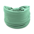 Bohemian mint green elastic wide headband with a soft cotton knit texture for women - Light Green