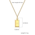 Elegant gold rectangular brick pendant necklace with minimalist adjustable link chain - GOLD Engraved Bar Style (Gold MS-Fortune)