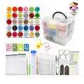 Kit infusore ad ago 30 colori con lana 66S e strumenti in scatola a 3 strati - 70s Premium 30 Colori 3g Lana + Attrezzi + Scatola a 3 Strati