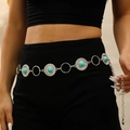 Böhmische silberne Taillenkette für Damen mit Türkissteinen und Vintage-Schmetterlingsmuster - Altsilber Radialer Stil (11445)