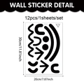 Lustige Toilettenaufkleber Set aus PVC mit Smileys für Bad Wanddeko 20x30cm groß - Minimalistisches Gesichtsausdruck Set (12 Stück)(CT24Y12025T_T)
