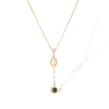 Elegante vergulde titanium stalen ketting met geometrische ringen en zwart inlegwerk - Goud Zwart Dubbele Ring