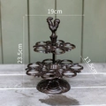 Vintage dark bronze cast iron 2-tier egg holder with decorative rooster finial detail - Double Layer Rooster Egg Rack